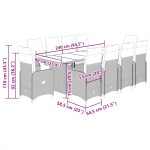 vidaXL Set bistro de grădină cu perne, 11 piese, maro, poliratan vidaXL Set bistro de grădină cu perne, 11 piese, maro, poliratan