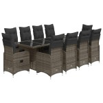 vidaXL Set bistro de grădină cu perne, 11 piese, gri, poliratan vidaXL Set bistro de grădină cu perne, 11 piese, gri, poliratan