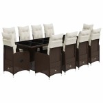 vidaXL Set bistro de grădină cu perne, 11 piese, maro, poliratan vidaXL Set bistro de grădină cu perne, 11 piese, maro, poliratan