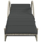 vidaXL Șezlonguri de plajă cu perne, 2 buc., gri deschis, poliratan