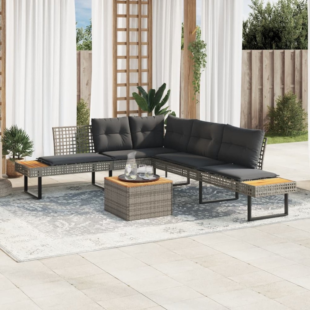 vidaXL Set canapea de grădină cu perne, 2 piese, poliratan/lemn acacia