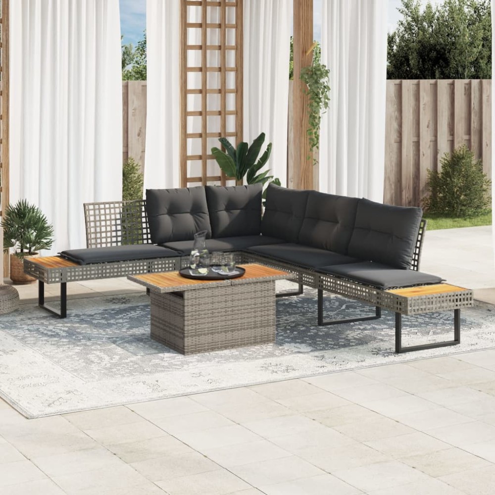 vidaXL Set canapea de grădină cu perne, 2 piese, poliratan/lemn acacia