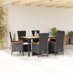 vidaXL Set mobilier de grădină cu perne, 7 piese, negru, poliratan vidaXL Set mobilier de grădină cu perne, 7 piese, negru, poliratan