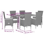 vidaXL Set mobilier de grădină cu perne, 7 piese, negru, poliratan vidaXL Set mobilier de grădină cu perne, 7 piese, negru, poliratan