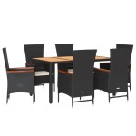 vidaXL Set mobilier de grădină cu perne, 7 piese, negru, poliratan vidaXL Set mobilier de grădină cu perne, 7 piese, negru, poliratan