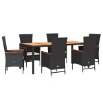vidaXL Set mobilier de grădină cu perne, 7 piese, negru, poliratan vidaXL Set mobilier de grădină cu perne, 7 piese, negru, poliratan