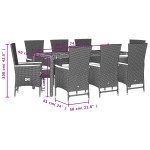 vidaXL Set mobilier de grădină cu perne, 9 piese, negru, poliratan