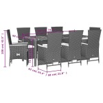 vidaXL Set mobilier de grădină cu perne, 9 piese, negru, poliratan