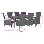 vidaXL Set mobilier de grădină cu perne, 9 piese, negru, poliratan vidaXL Set mobilier de grădină cu perne, 9 piese, negru, poliratan