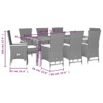 vidaXL Set mobilier de grădină cu perne, 9 piese, negru, poliratan