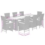 vidaXL Set mobilier de grădină cu perne, 9 piese, negru, poliratan