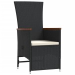 vidaXL Set mobilier de grădină cu perne, 9 piese, negru, poliratan