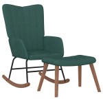 vidaXL Scaun balansoar cu taburet, verde închis, catifea vidaXL Scaun balansoar cu taburet, verde închis, catifea