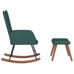 vidaXL Scaun balansoar cu taburet, verde închis, catifea vidaXL Scaun balansoar cu taburet, verde închis, catifea