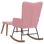 vidaXL Scaun balansoar cu taburet, roz, catifea vidaXL Scaun balansoar cu taburet, roz, catifea