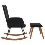 vidaXL Scaun balansoar cu taburet, negru, catifea vidaXL Scaun balansoar cu taburet, negru, catifea
