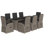 vidaXL Set mobilier grădină cu perne, 9 piese, gri, poliratan
