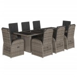 vidaXL Set mobilier grădină cu perne, 9 piese, gri, poliratan