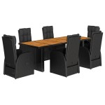 vidaXL Set mobilier de grădină cu perne, 7 piese, negru, poliratan vidaXL Set mobilier de grădină cu perne, 7 piese, negru, poliratan