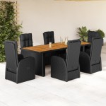 vidaXL Set mobilier de grădină cu perne, 7 piese, negru, poliratan vidaXL Set mobilier de grădină cu perne, 7 piese, negru, poliratan