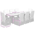 vidaXL Set mobilier de grădină cu perne, 9 piese, negru, poliratan