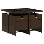 vidaXL Set mobilier de grădină, 5 piese, cu perne, maro, poliratan vidaXL Set mobilier de grădină, 5 piese, cu perne, maro, poliratan
