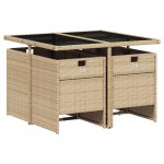 vidaXL Set mobilier pentru grădină, 5 piese, cu perne, bej, poliratan vidaXL Set mobilier pentru grădină, 5 piese, cu perne, bej, poliratan