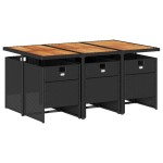vidaXL Set mobilier de grădină cu perne, 7 piese, negru, poliratan vidaXL Set mobilier de grădină cu perne, 7 piese, negru, poliratan