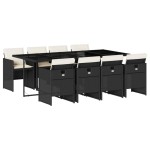 vidaXL Set mobilier de grădină cu perne, 9 piese, negru, poliratan vidaXL Set mobilier de grădină cu perne, 9 piese, negru, poliratan