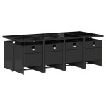 vidaXL Set mobilier de grădină cu perne, 9 piese, negru, poliratan vidaXL Set mobilier de grădină cu perne, 9 piese, negru, poliratan