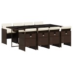 vidaXL Set mobilier de grădină cu perne, 9 piese, maro, poliratan