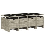 vidaXL Set mobilier grădină cu perne, 9 piese, gri deschis, poliratan