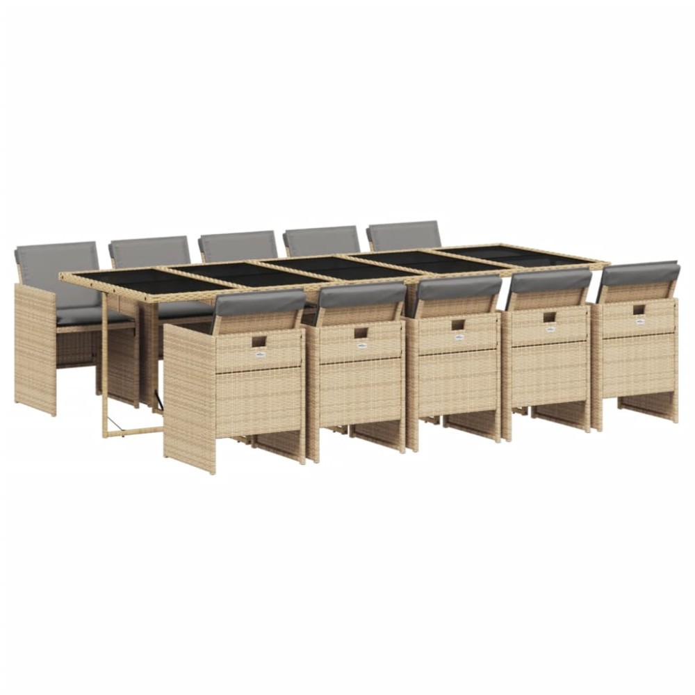 vidaXL Set mobilier grădină cu perne, 11 piese bej combinat poliratan