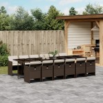 vidaXL Set mobilier de grădină, 13 piese, maro, cu perne, poliratan vidaXL Set mobilier de grădină, 13 piese, maro, cu perne, poliratan