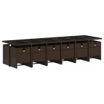 vidaXL Set mobilier de grădină, 13 piese, maro, cu perne, poliratan vidaXL Set mobilier de grădină, 13 piese, maro, cu perne, poliratan