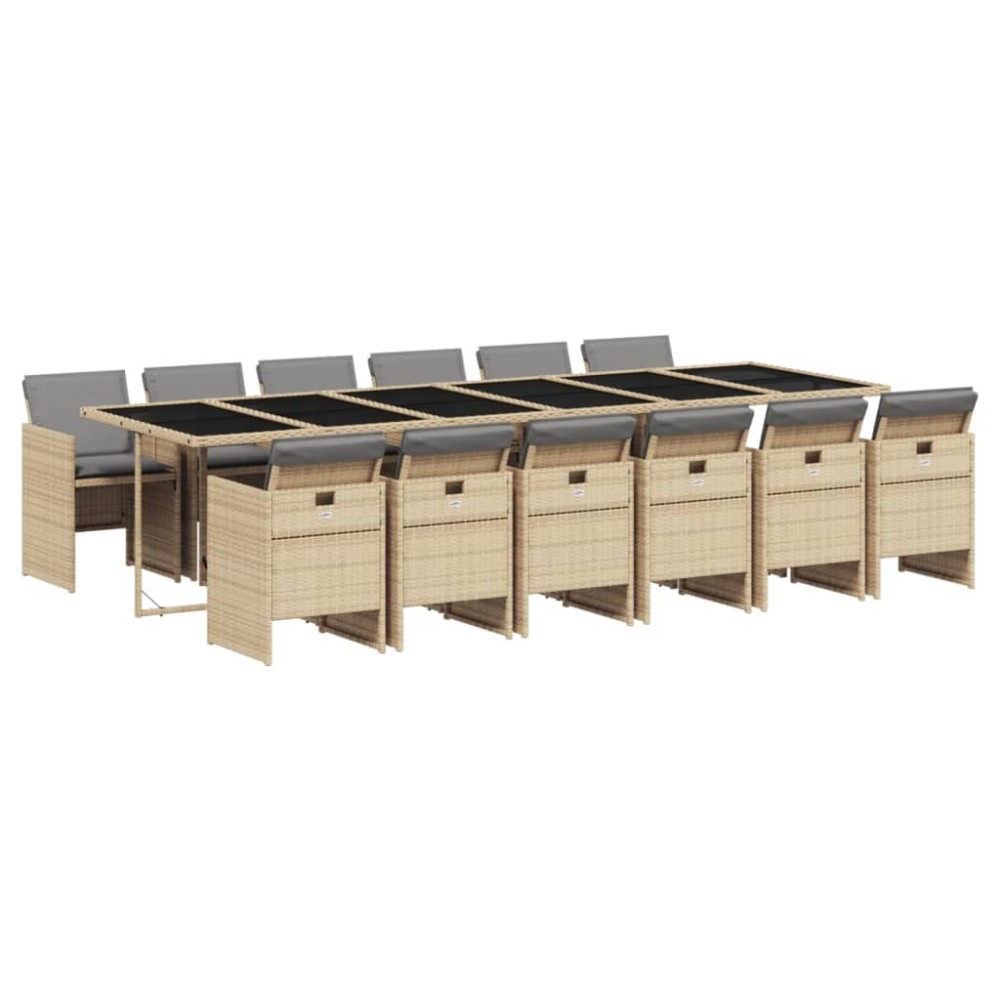 vidaXL Set mobilier grădină cu perne, 13 piese, bej combinat poliratan