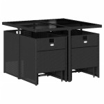 vidaXL Set mobilier de grădină cu perne, 9 piese, negru, poliratan vidaXL Set mobilier de grădină cu perne, 9 piese, negru, poliratan