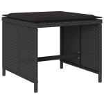 vidaXL Set mobilier de grădină cu perne, 9 piese, negru, poliratan