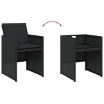 vidaXL Set mobilier de grădină cu perne, 9 piese, negru, poliratan