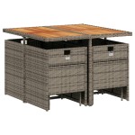 vidaXL Set mobilier grădină cu perne, 9 piese, gri, poliratan