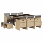 vidaXL Set mobilier grădină cu perne, 11 piese bej combinat poliratan vidaXL Set mobilier grădină cu perne, 11 piese bej combinat poliratan