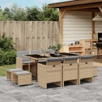 vidaXL Set mobilier grădină cu perne, 11 piese bej combinat poliratan vidaXL Set mobilier grădină cu perne, 11 piese bej combinat poliratan