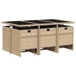 vidaXL Set mobilier grădină cu perne, 11 piese bej combinat poliratan vidaXL Set mobilier grădină cu perne, 11 piese bej combinat poliratan