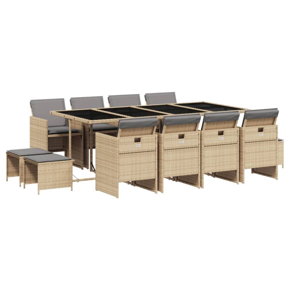 vidaXL Set mobilier grădină cu perne, 13 piese, bej combinat poliratan
