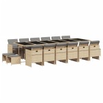 vidaXL Set mobilier grădină cu perne, 17 piese bej combinat poliratan