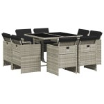 vidaXL Set mobilier grădină cu perne, 9 piese, gri deschis, poliratan