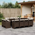 vidaXL Set mobilier de grădină, 13 piese, maro, cu perne, poliratan vidaXL Set mobilier de grădină, 13 piese, maro, cu perne, poliratan