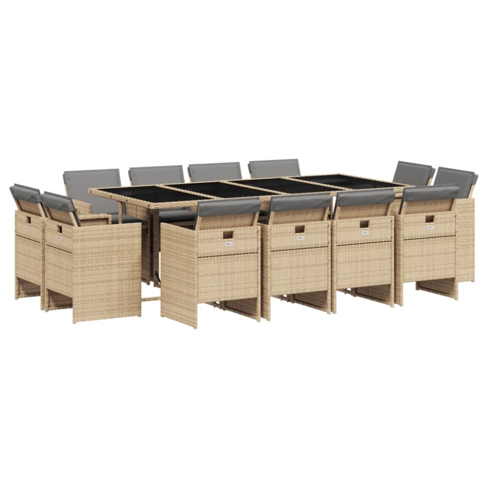 vidaXL Set mobilier grădină cu perne, 13 piese, bej combinat poliratan