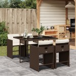 vidaXL Set mobilier de grădină, 5 piese, cu perne, maro, poliratan vidaXL Set mobilier de grădină, 5 piese, cu perne, maro, poliratan