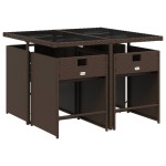 vidaXL Set mobilier de grădină, 5 piese, cu perne, maro, poliratan vidaXL Set mobilier de grădină, 5 piese, cu perne, maro, poliratan